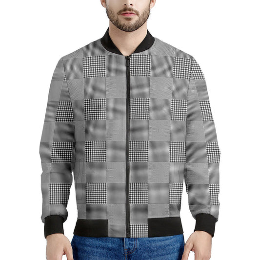 Prince of Wales Check Pattern Print Men's Bomber Jacket