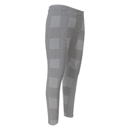 Prince of Wales Check Pattern Print Men's Compression Pants