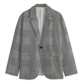 Prince of Wales Check Pattern Print Men's Cotton Blazer