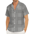 Prince of Wales Check Pattern Print Men's Deep V-Neck Shirt