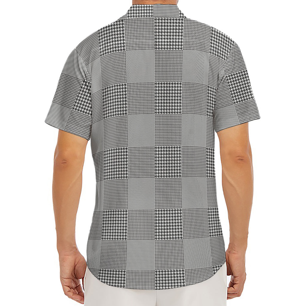 Prince of Wales Check Pattern Print Men's Deep V-Neck Shirt