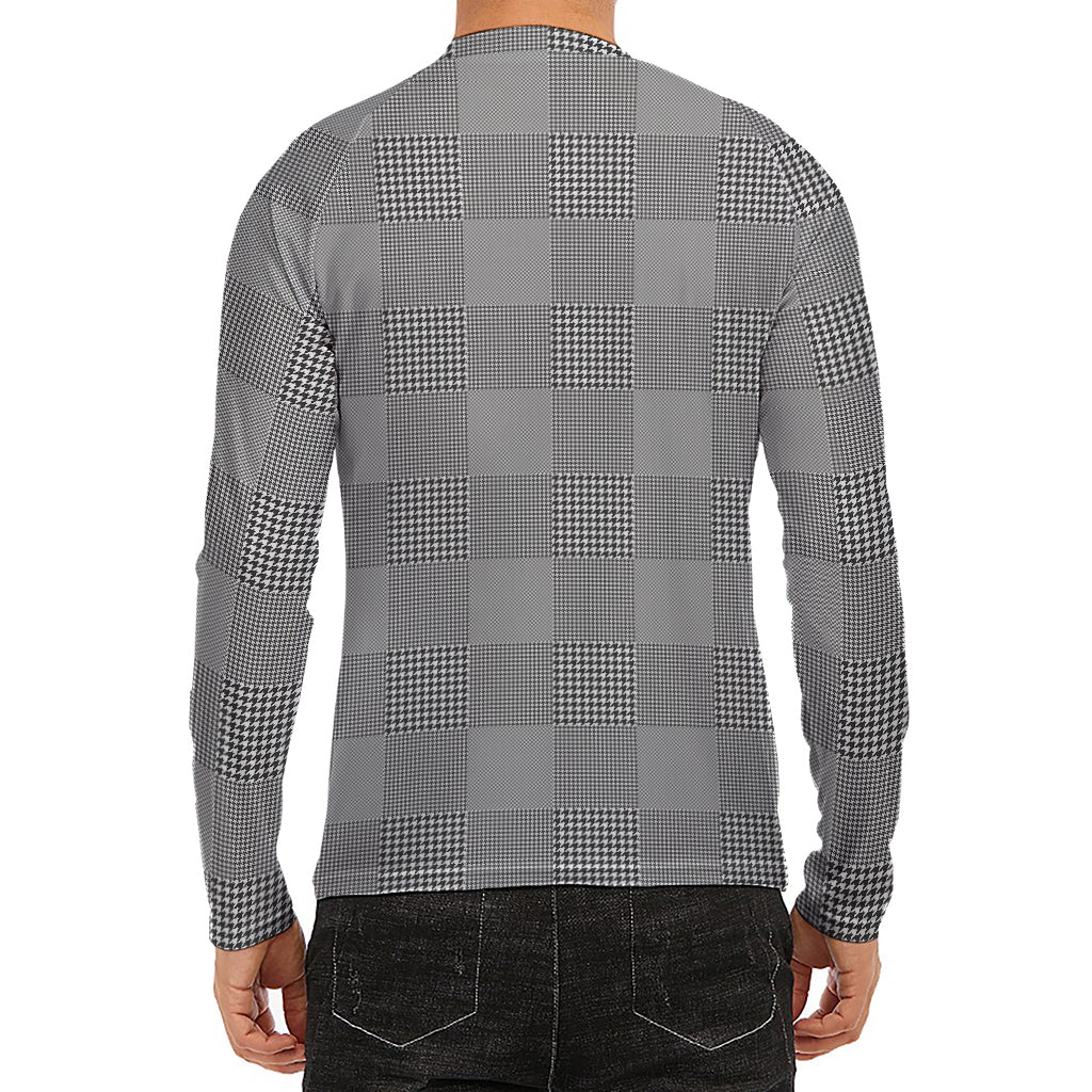 Prince of Wales Check Pattern Print Men's Long Sleeve Rash Guard