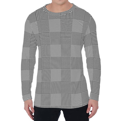 Prince of Wales Check Pattern Print Men's Long Sleeve T-Shirt