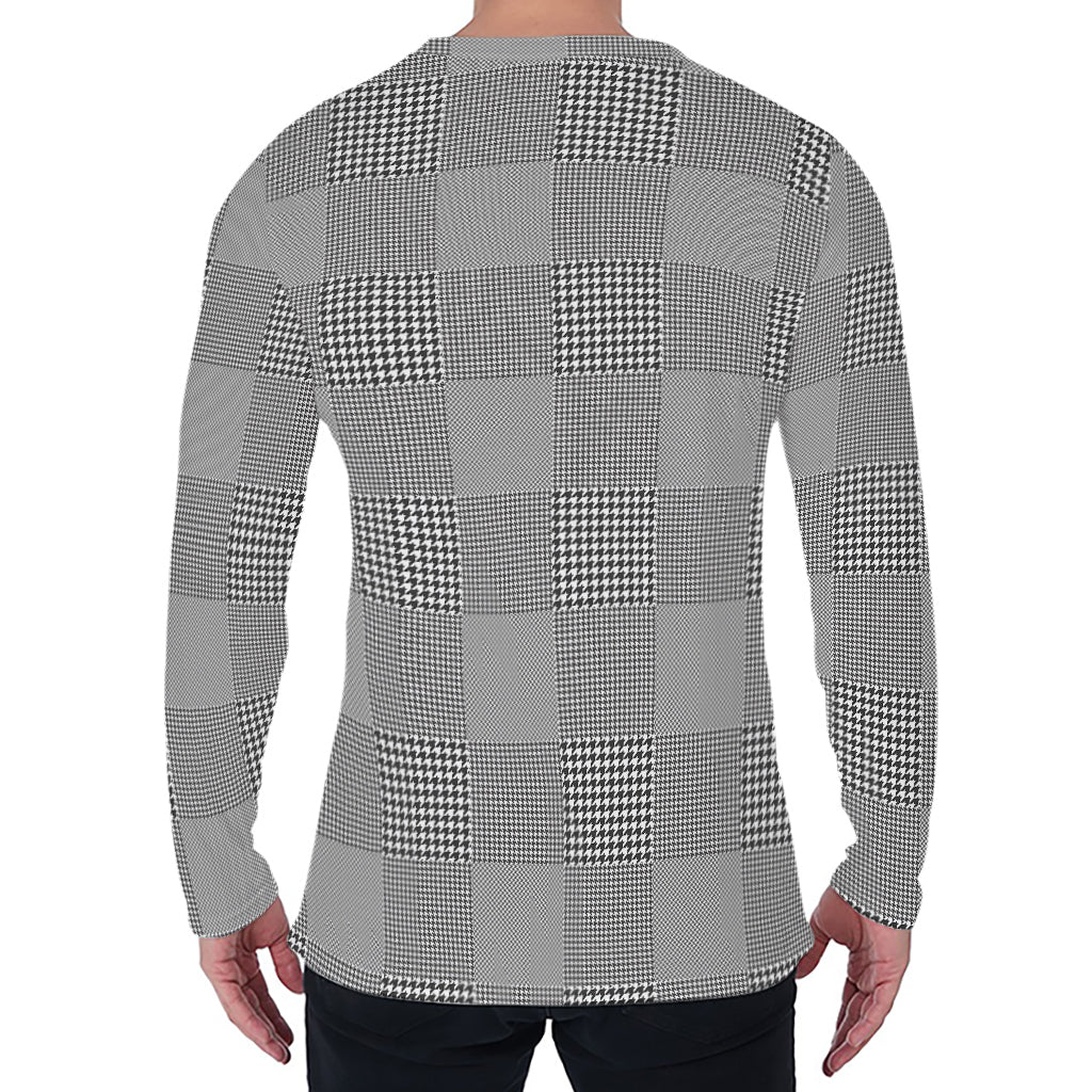 Prince of Wales Check Pattern Print Men's Long Sleeve T-Shirt