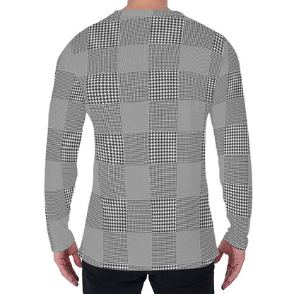 Prince of Wales Check Pattern Print Men's Long Sleeve T-Shirt