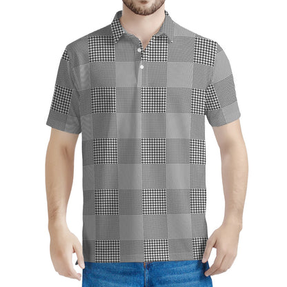 Prince of Wales Check Pattern Print Men's Polo Shirt