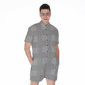 Prince of Wales Check Pattern Print Men's Romper