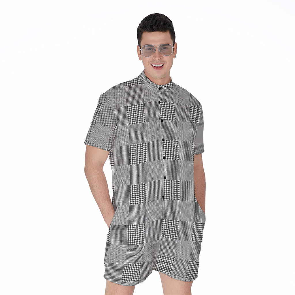 Prince of Wales Check Pattern Print Men's Rompers