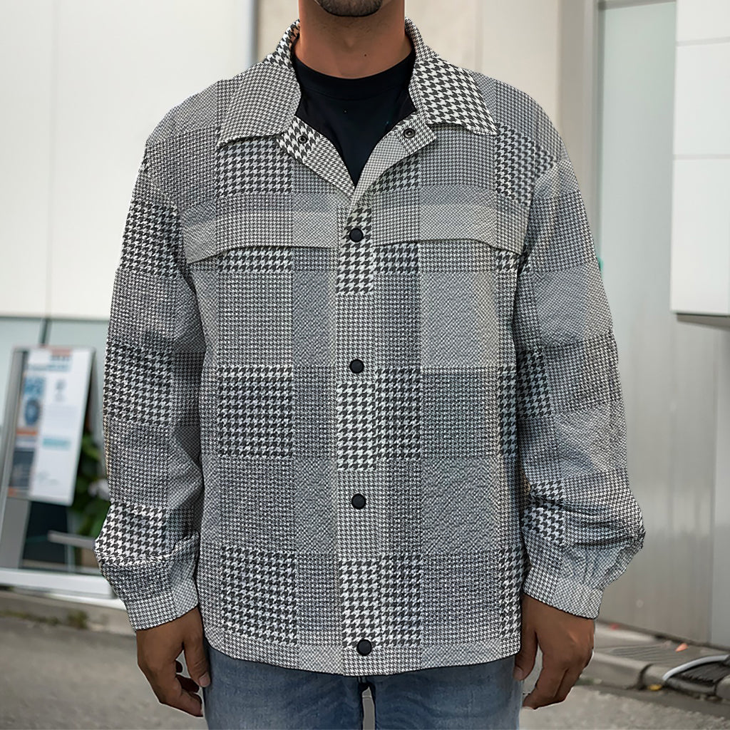 Prince of Wales Check Pattern Print Men's Shirt Jacket