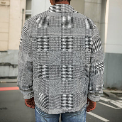 Prince of Wales Check Pattern Print Men's Shirt Jacket