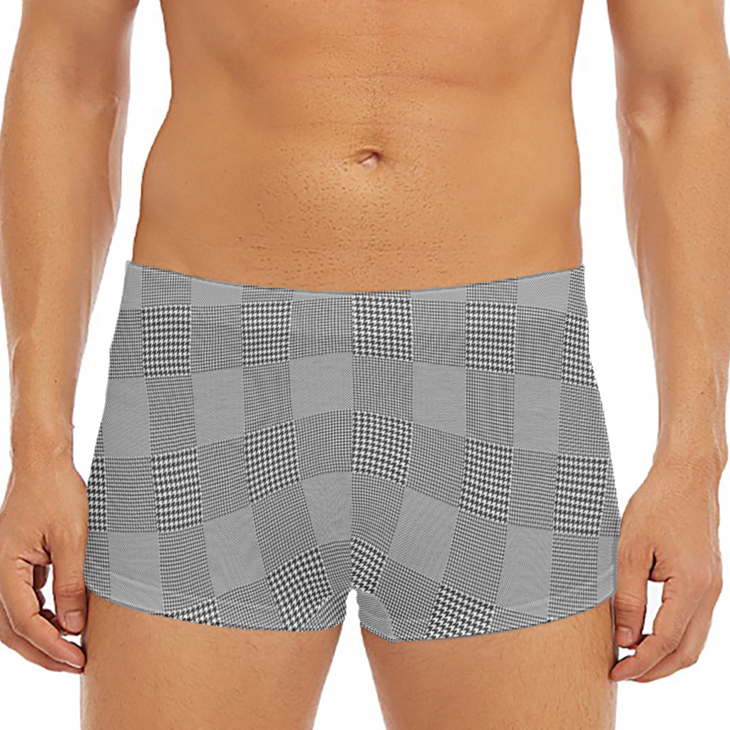 Prince of Wales Check Pattern Print Men's Short Boxer Briefs