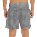 Prince of Wales Check Pattern Print Men's Split Running Shorts