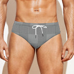 Prince of Wales Check Pattern Print Men's Swim Briefs