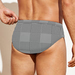 Prince of Wales Check Pattern Print Men's Swim Briefs