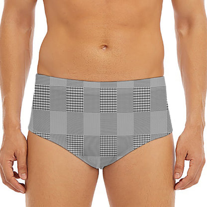 Prince of Wales Check Pattern Print Men's Triangle Swim Briefs
