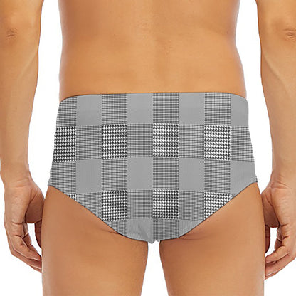 Prince of Wales Check Pattern Print Men's Triangle Swim Briefs