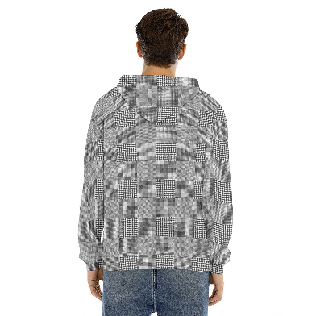 Prince of Wales Check Pattern Print Men's Velvet Pullover Hoodie