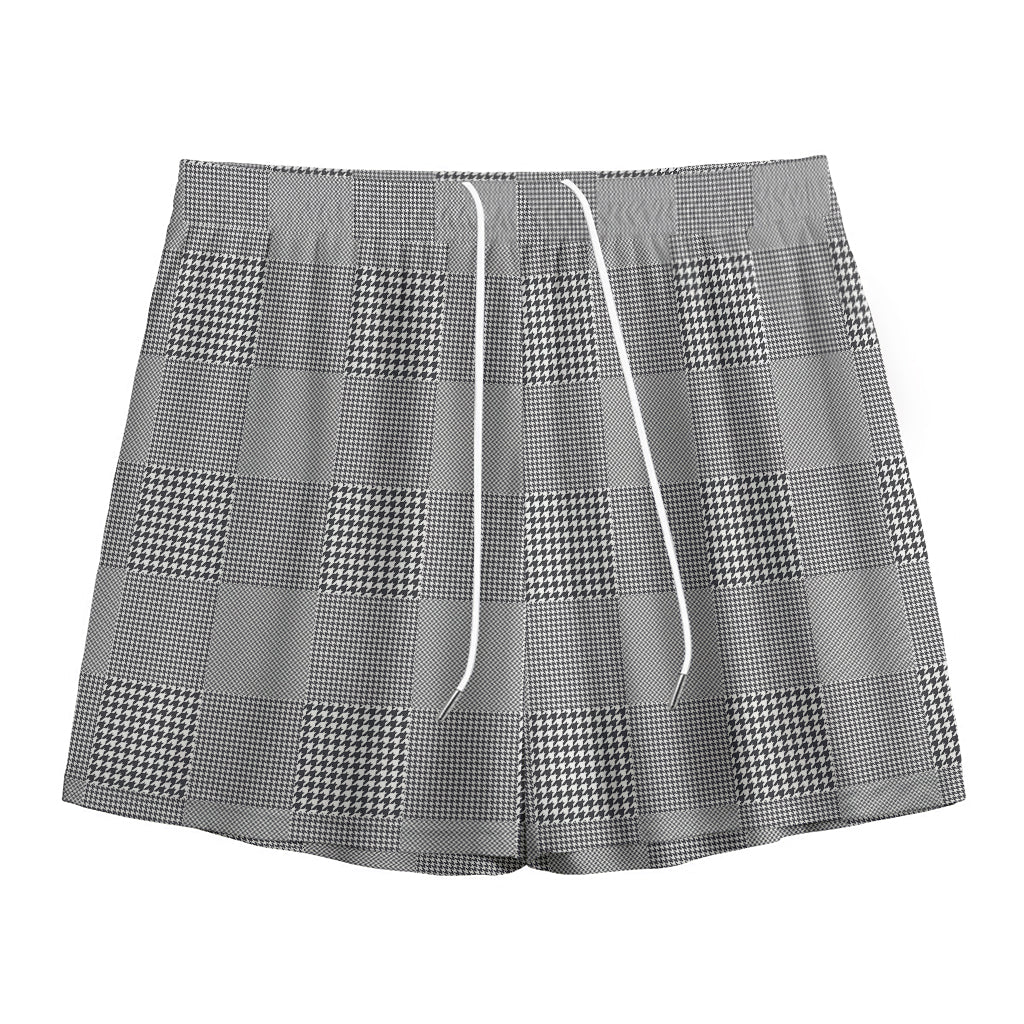 Prince of Wales Check Pattern Print Mesh Shorts