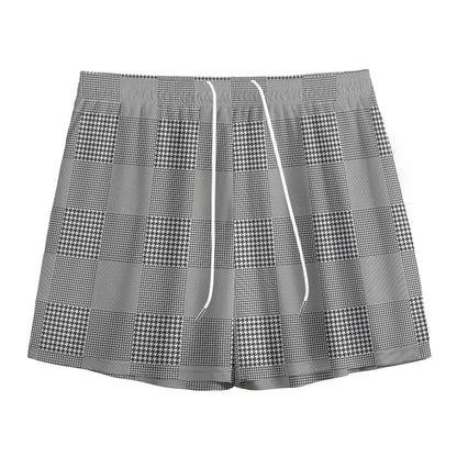Prince of Wales Check Pattern Print Mesh Shorts