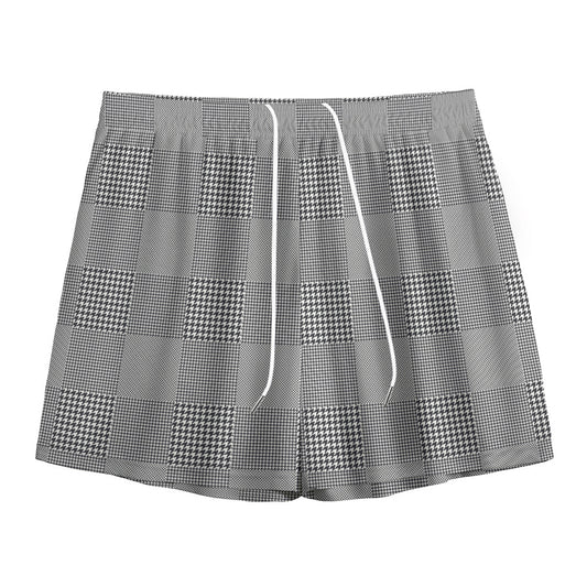 Prince of Wales Check Pattern Print Mesh Shorts