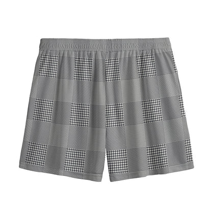 Prince of Wales Check Pattern Print Mesh Shorts