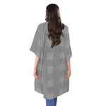 Prince of Wales Check Pattern Print Open Front Beach Cover Up