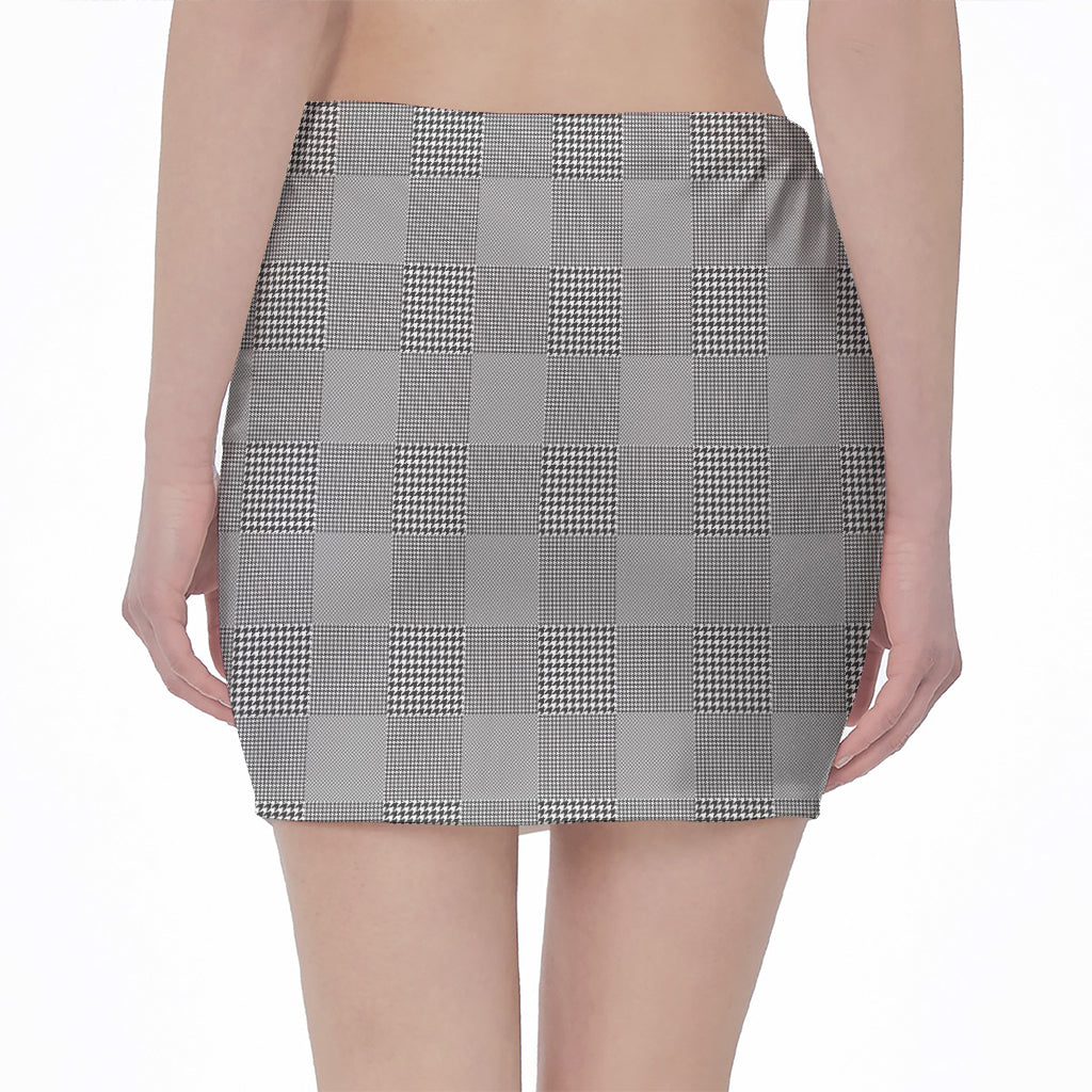 Prince of Wales Check Pattern Print Pencil Mini Skirt