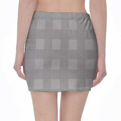 Prince of Wales Check Pattern Print Pencil Mini Skirt