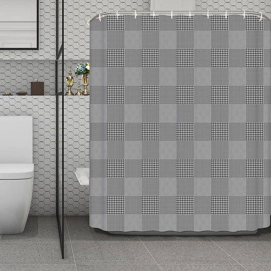 Prince of Wales Check Pattern Print Polyester Shower Curtain