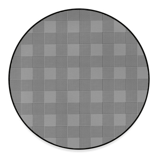 Prince of Wales Check Pattern Print Round Floor Mat