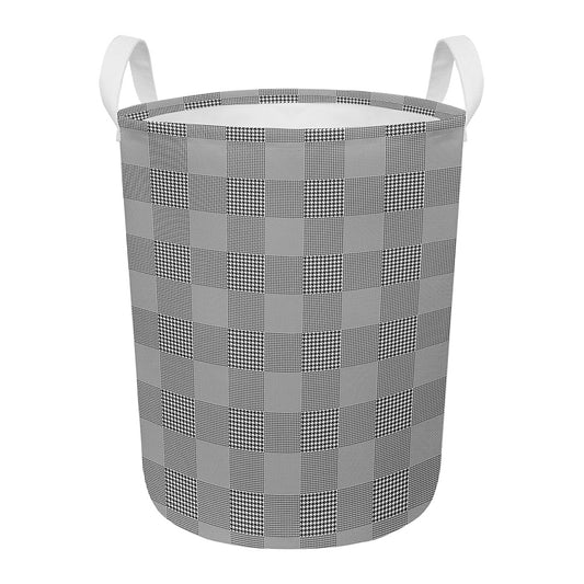 Prince of Wales Check Pattern Print Round Laundry Basket
