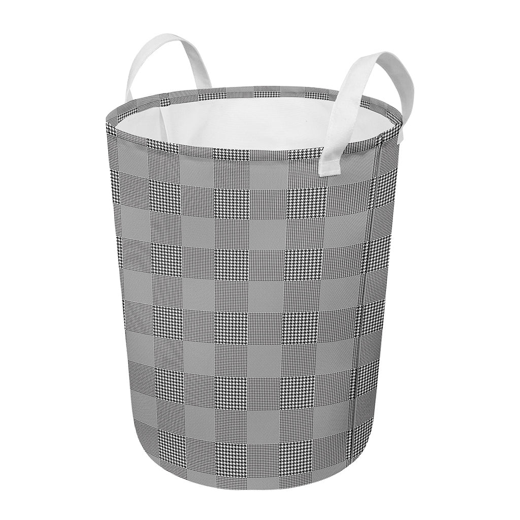 Prince of Wales Check Pattern Print Round Laundry Basket