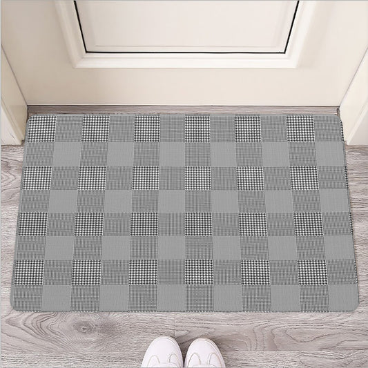 Prince of Wales Check Pattern Print Rubber Doormat
