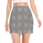 Prince of Wales Check Pattern Print Side Slit Mini Skirt