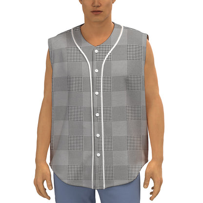 Prince of Wales Check Pattern Print Sleeveless Baseball Jersey