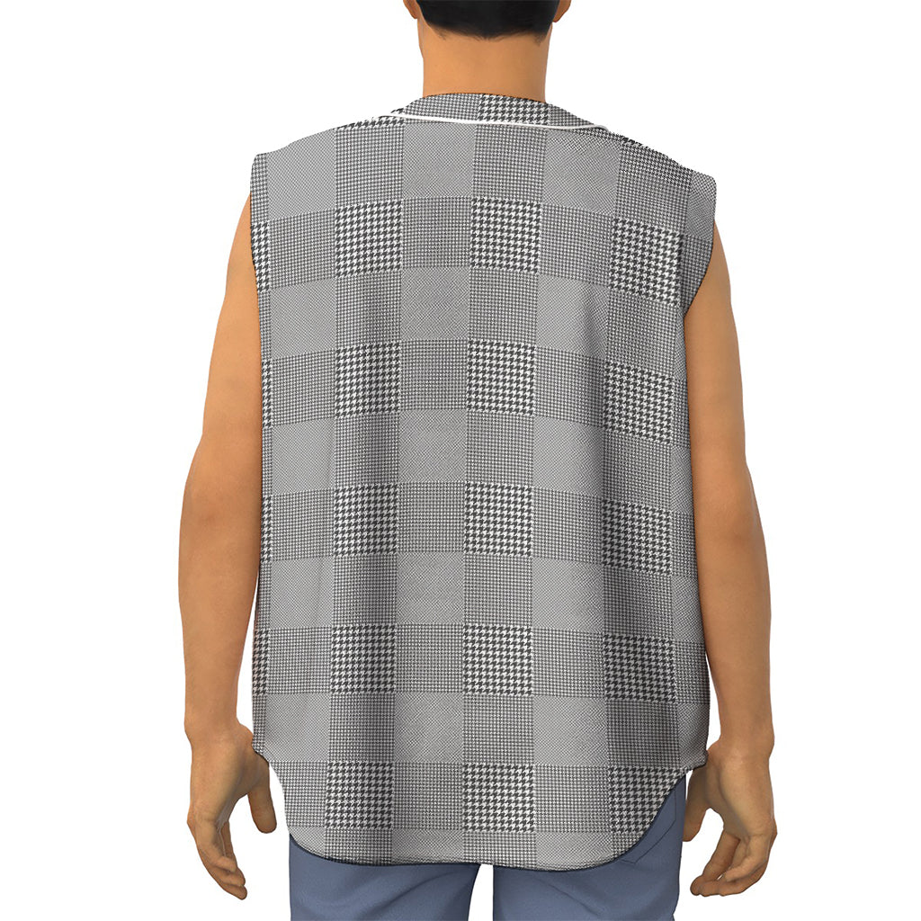Prince of Wales Check Pattern Print Sleeveless Baseball Jersey