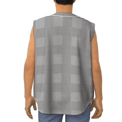Prince of Wales Check Pattern Print Sleeveless Baseball Jersey