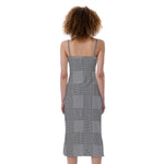 Prince of Wales Check Pattern Print Slim Fit Midi Cami Dress