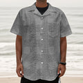 Prince of Wales Check Pattern Print Textured Short Sleeve Shirt