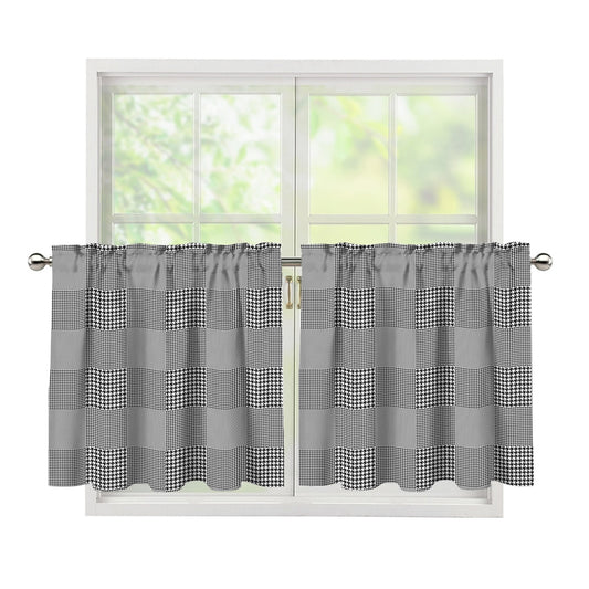 Prince of Wales Check Pattern Print Tier Curtains