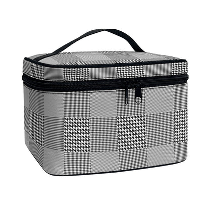 Prince of Wales Check Pattern Print Travel Makeup Bag