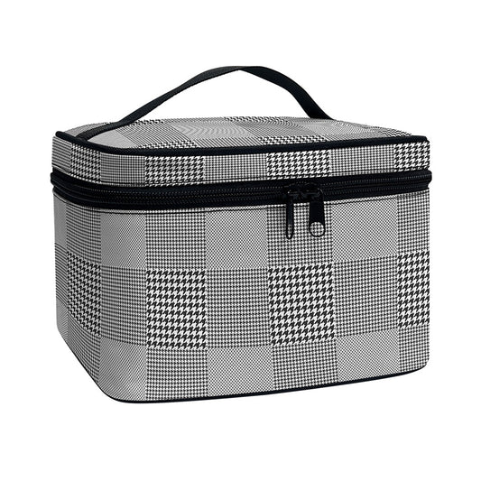 Prince of Wales Check Pattern Print Travel Makeup Bag