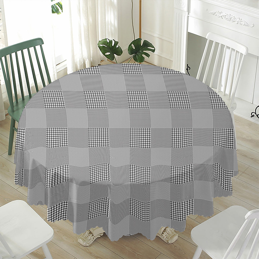 Prince of Wales Check Pattern Print Waterproof Round Tablecloth