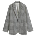 Prince of Wales Check Pattern Print Women's Blazer