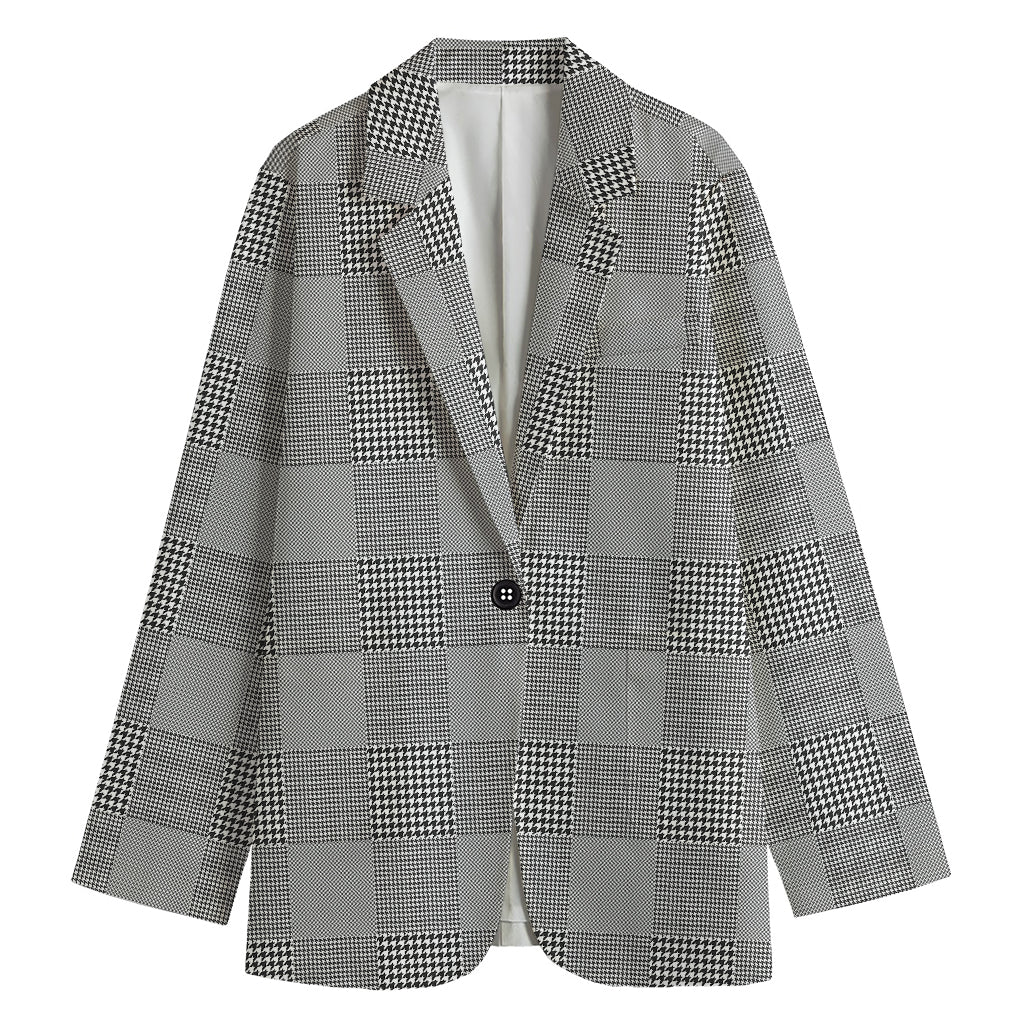 Prince of Wales Check Pattern Print Women's Blazer