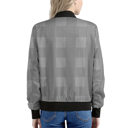Prince of Wales Check Pattern Print Women's Bomber Jacket