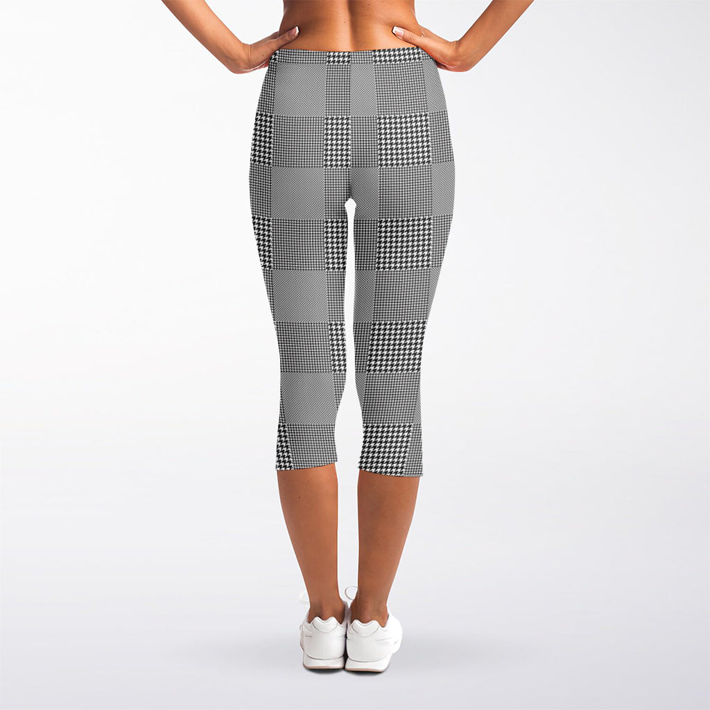Prince of Wales Check Pattern Print Women's Capri Leggings