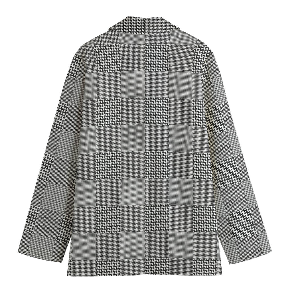 Prince of Wales Check Pattern Print Women's Cotton Blazer