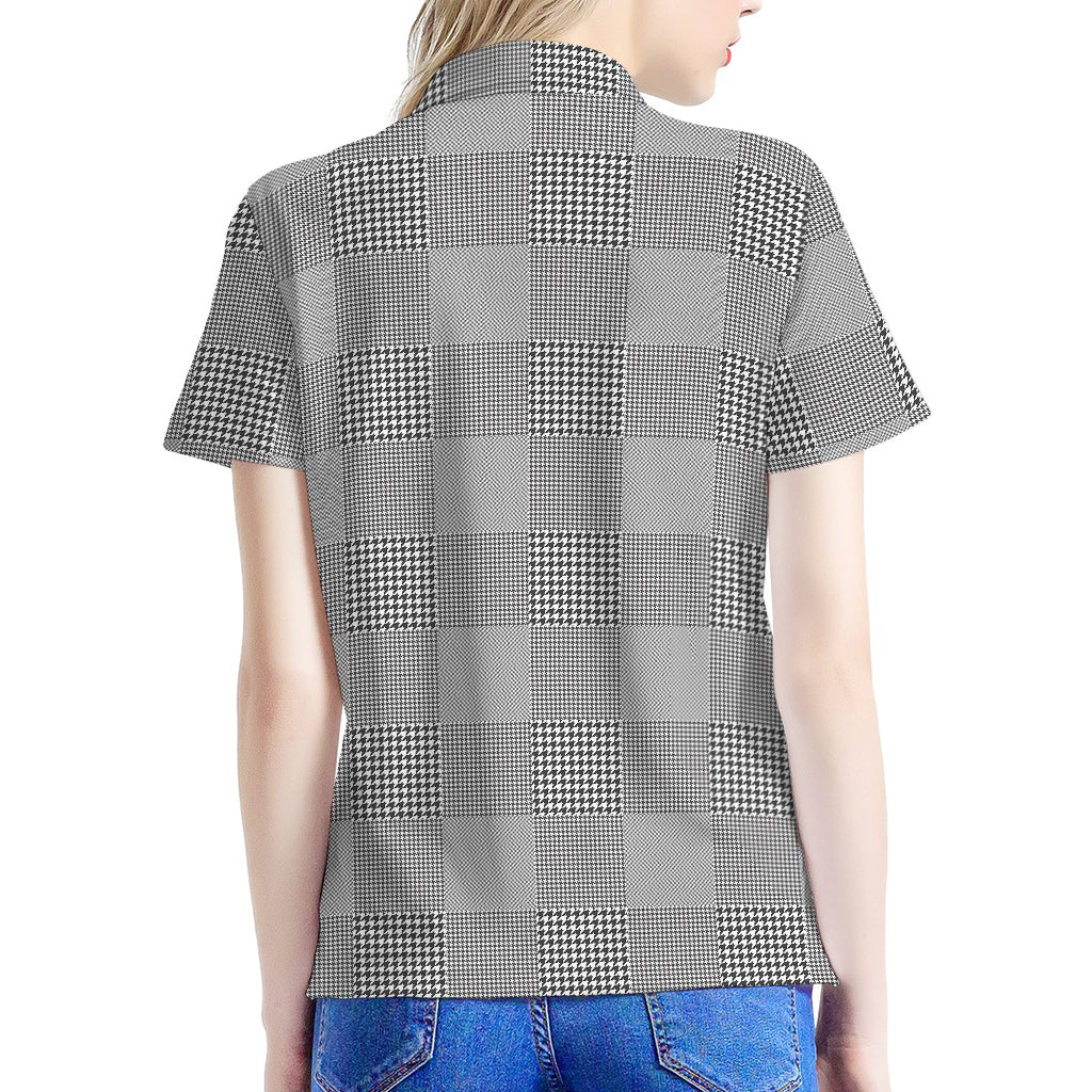 Prince of Wales Check Pattern Print Women's Polo Shirt