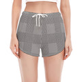 Prince of Wales Check Pattern Print Women's Split Running Shorts